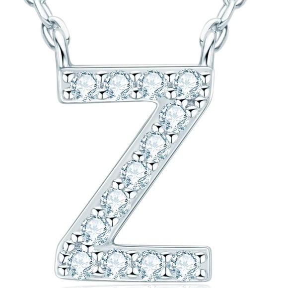 Diamond Moissanite Pave Initial “Z” Letter Dainty Chain Adjustable